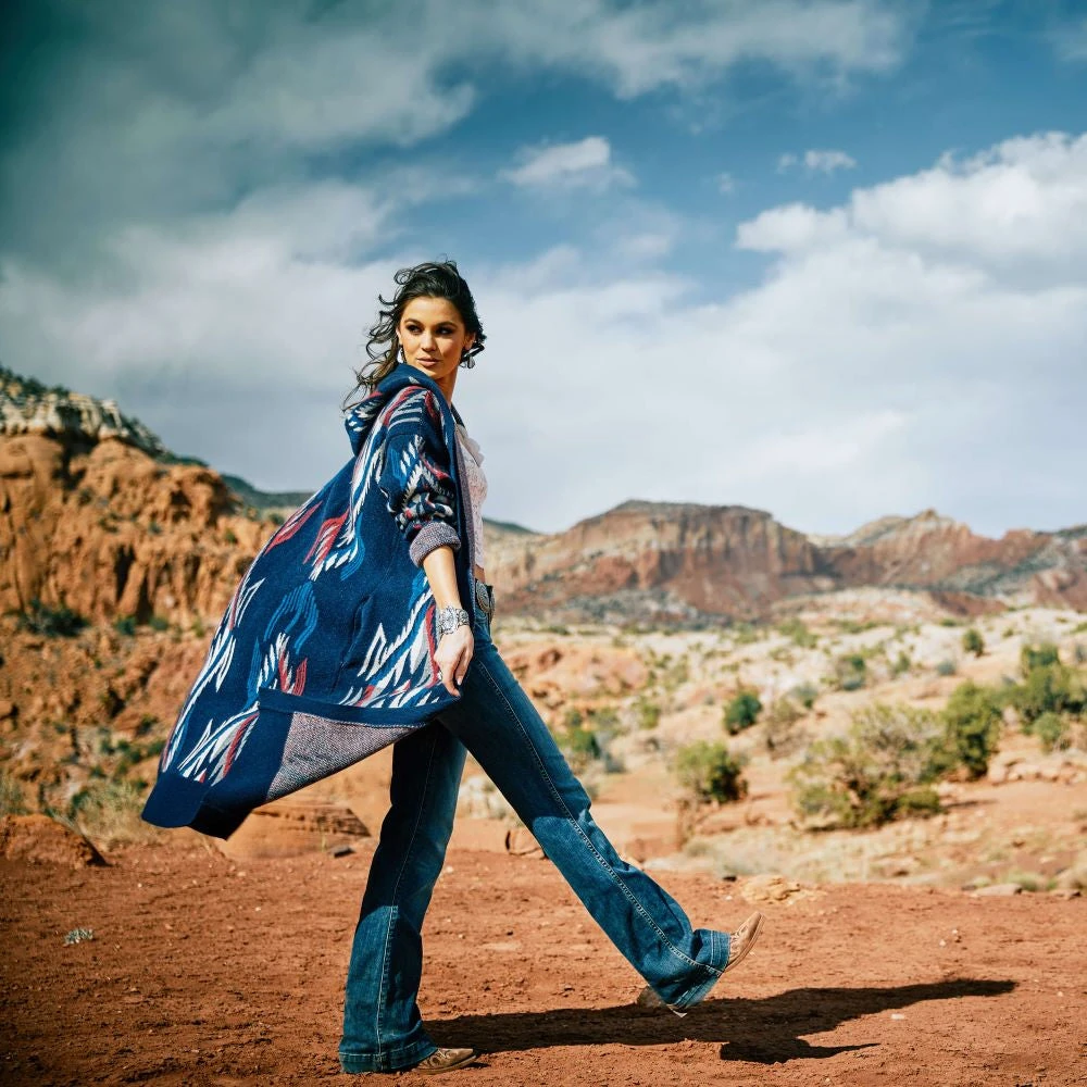 'Ariat' Women's Coatigan Chimayo Sweater - Navy Jacquard -inspired Pattern Created By The Artists At 6 'Ariat' Women's Coatigan Chimayo Sweater - Navy Jacquard -inspired Pattern Created By The Artists At - Image 4