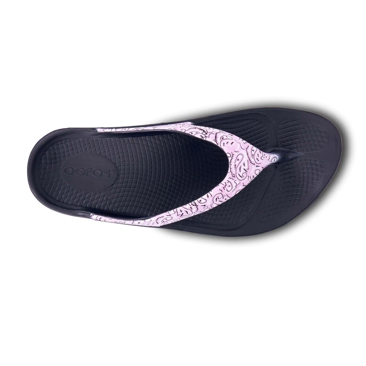 'OOFOS' Women OOlala Luxe Thong - Black / Pink Bandana 4 'OOFOS' Women OOlala Luxe Thong - Black / Pink Bandana - Image 2
