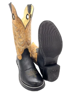 'Hondo Boots' Men's 14" Nubuck Bullhide Western Round Toe - Black / Tan -Sports Equipment Store 22845 1024x1024@2x