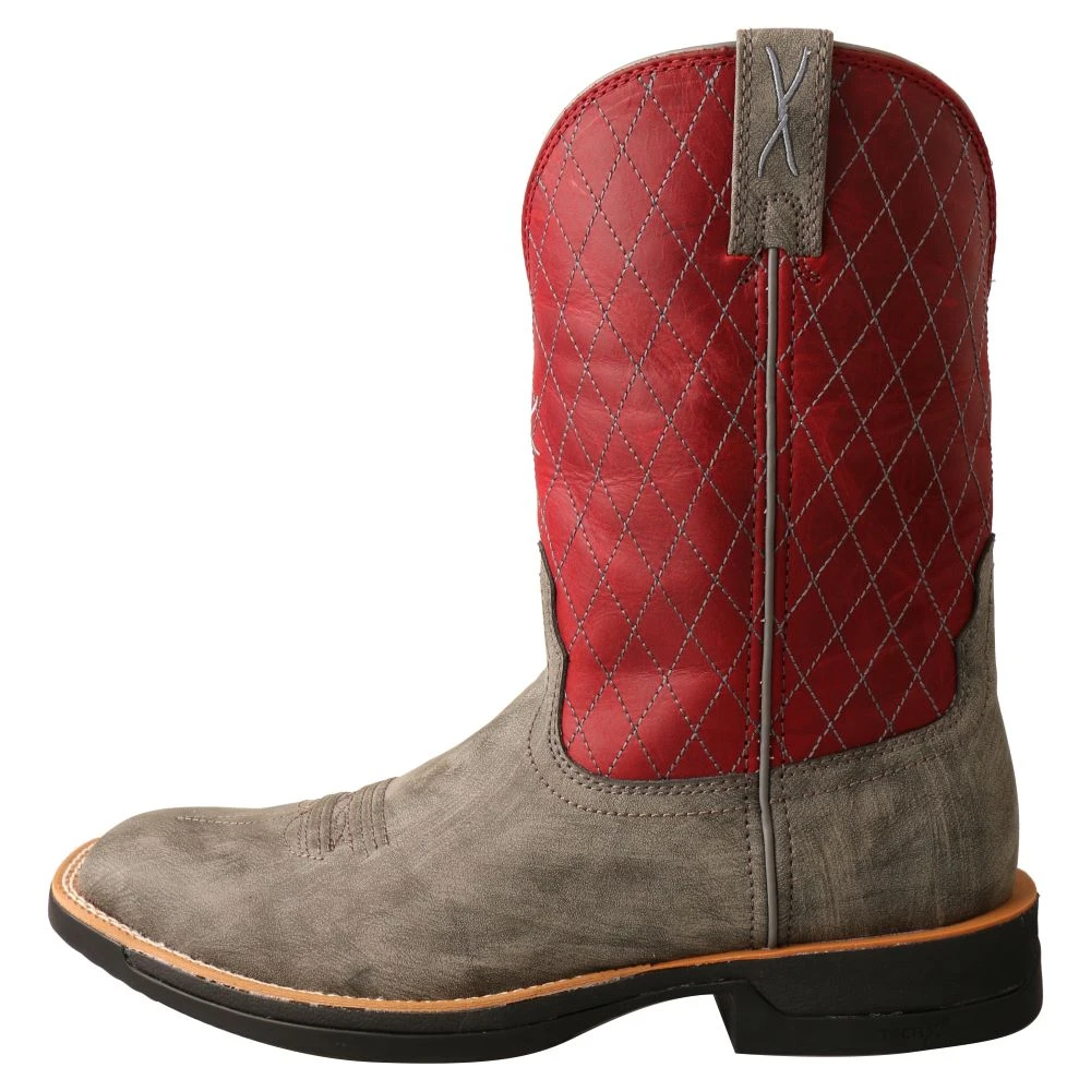 'Twisted X' Men's 11" Tech-X Cellstretch Western Square Toe - Grey / Red 8 'Twisted X' Men's 11" Tech-X Cellstretch Western Square Toe - Grey / Red - Image 6
