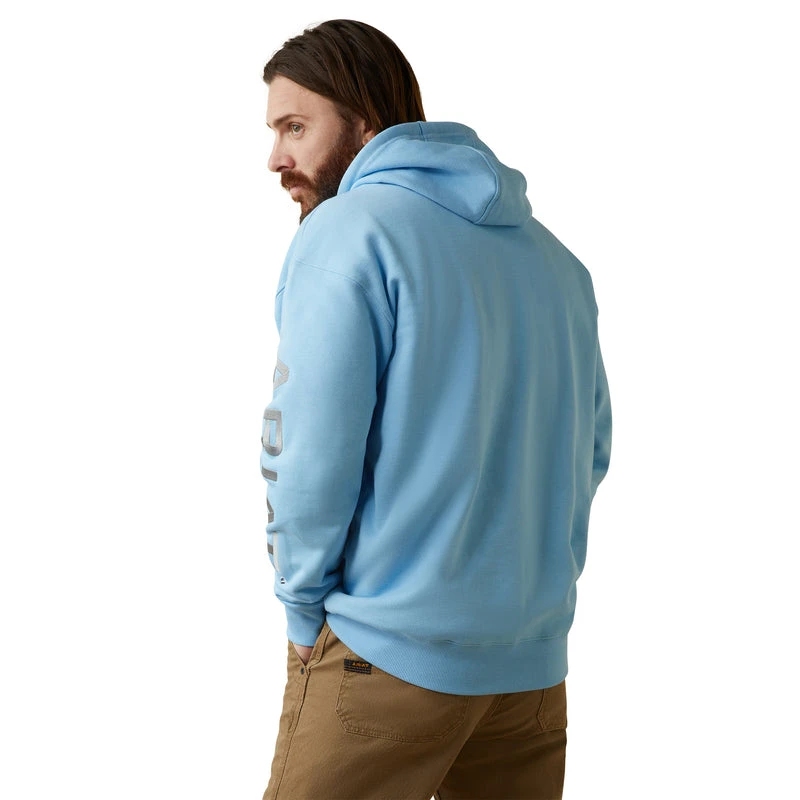 'Ariat' Men's Rebar Graphic Hoodie - Dutch Canal Heather / Alloy 5 'Ariat' Men's Rebar Graphic Hoodie - Dutch Canal Heather / Alloy - Image 3